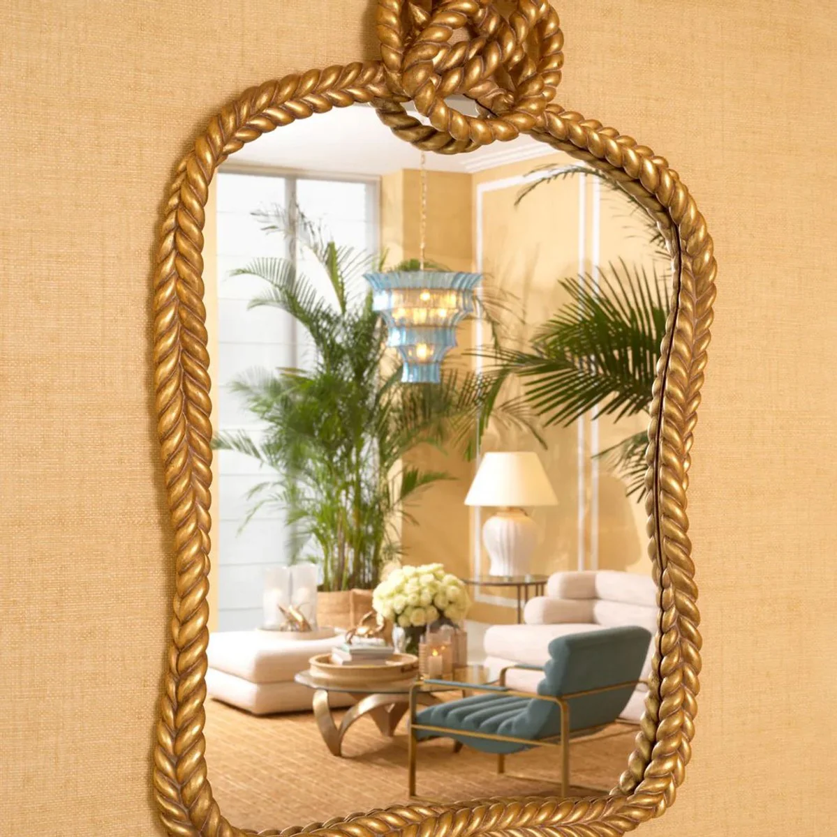 Luxury mahogany mirror antique gold H. 121 cm