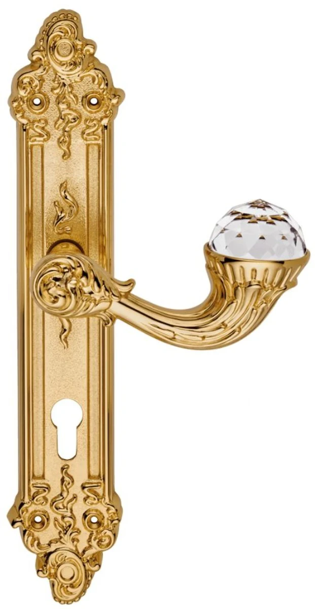 Luxury Art Nouveau door handle with plate and Swarovski crystal glass gold 15.5 x H. 33.5 cm - Hotel Accessories W!