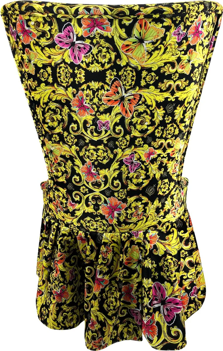 Pompöös by Luxury Baroque Castle Dining Chair Butterflies & Flowers Multicolored / Black / Gold - Pompöös Baroque Chair designed by Harald Glööckler