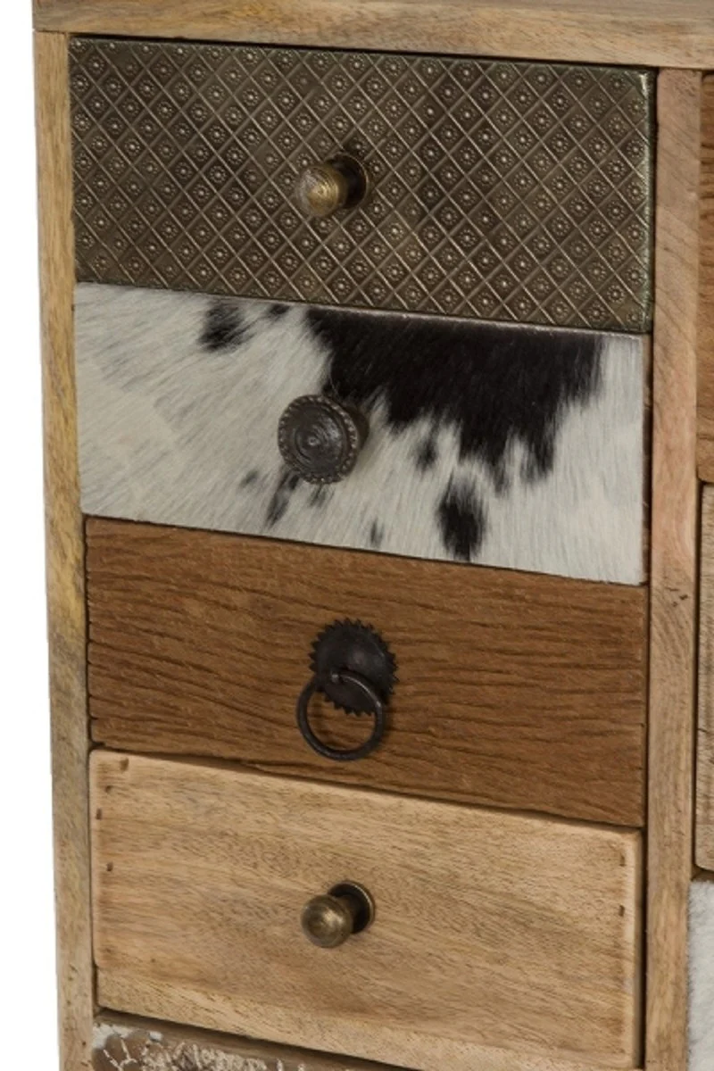 Country house style chest of drawers natural colors / multicolored 55 x 30 x H. 110 cm - country house style cabinet with door and 11 drawers