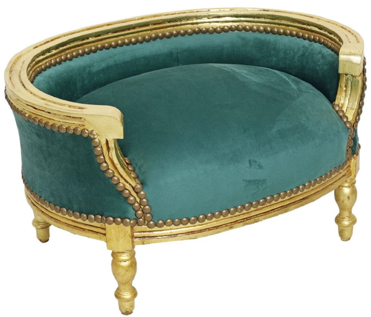 Baroque Dog Bed & Cat Bed Green / Antique Gold - Handmade Dog & Cat Sofa in Baroque Style - Baroque Dog & Cat Furniture - Baroque Animal Furniture