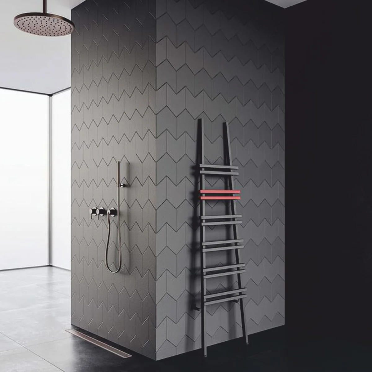 Luxury towel warmer gray / red H. 200 cm - bathroom accessories