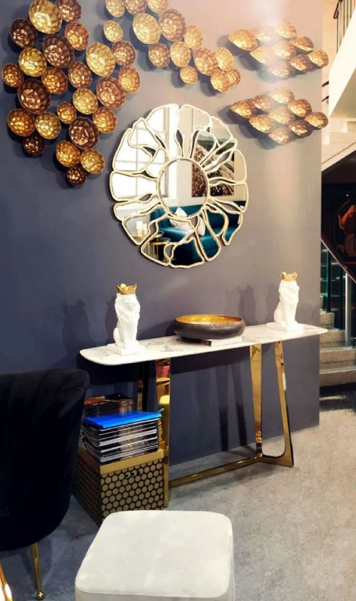 Luxury mirror gold Ø 92 cm - round living room wall mirror - cloakroom mirror - bedroom mirror - luxury collection