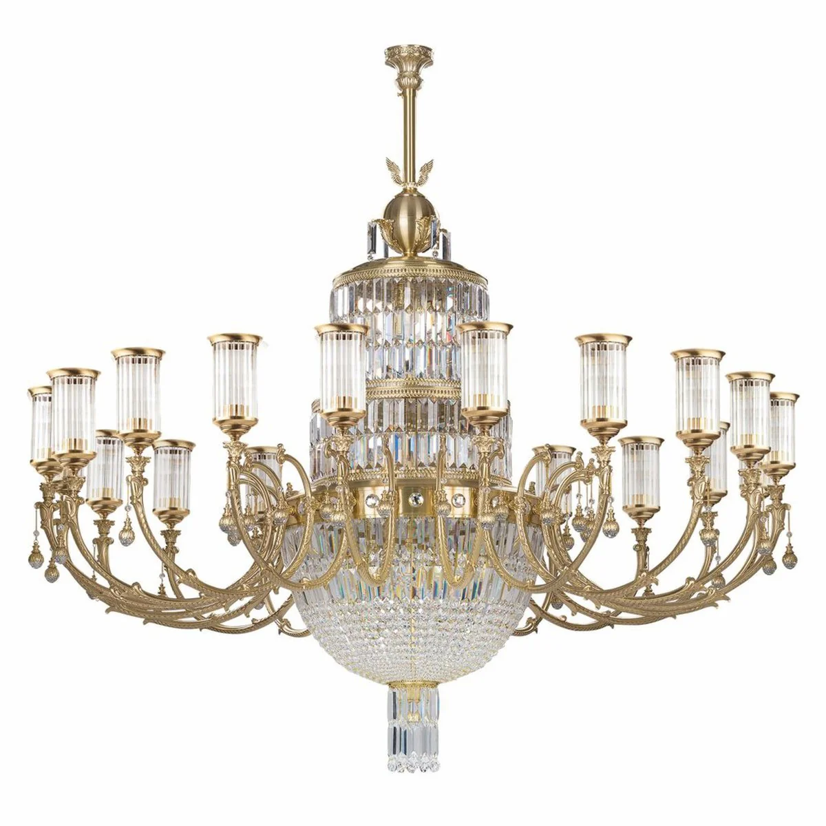 Luxury baroque crystal chandelier brass with patina Ø 190 x H. 180 cm