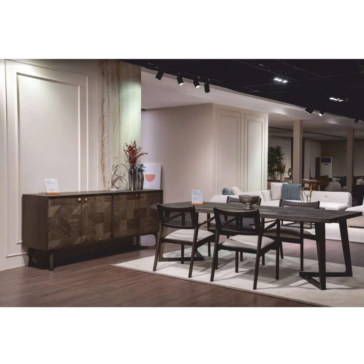 Luxury solid wood dining table brown 198 cm - dining room furniture