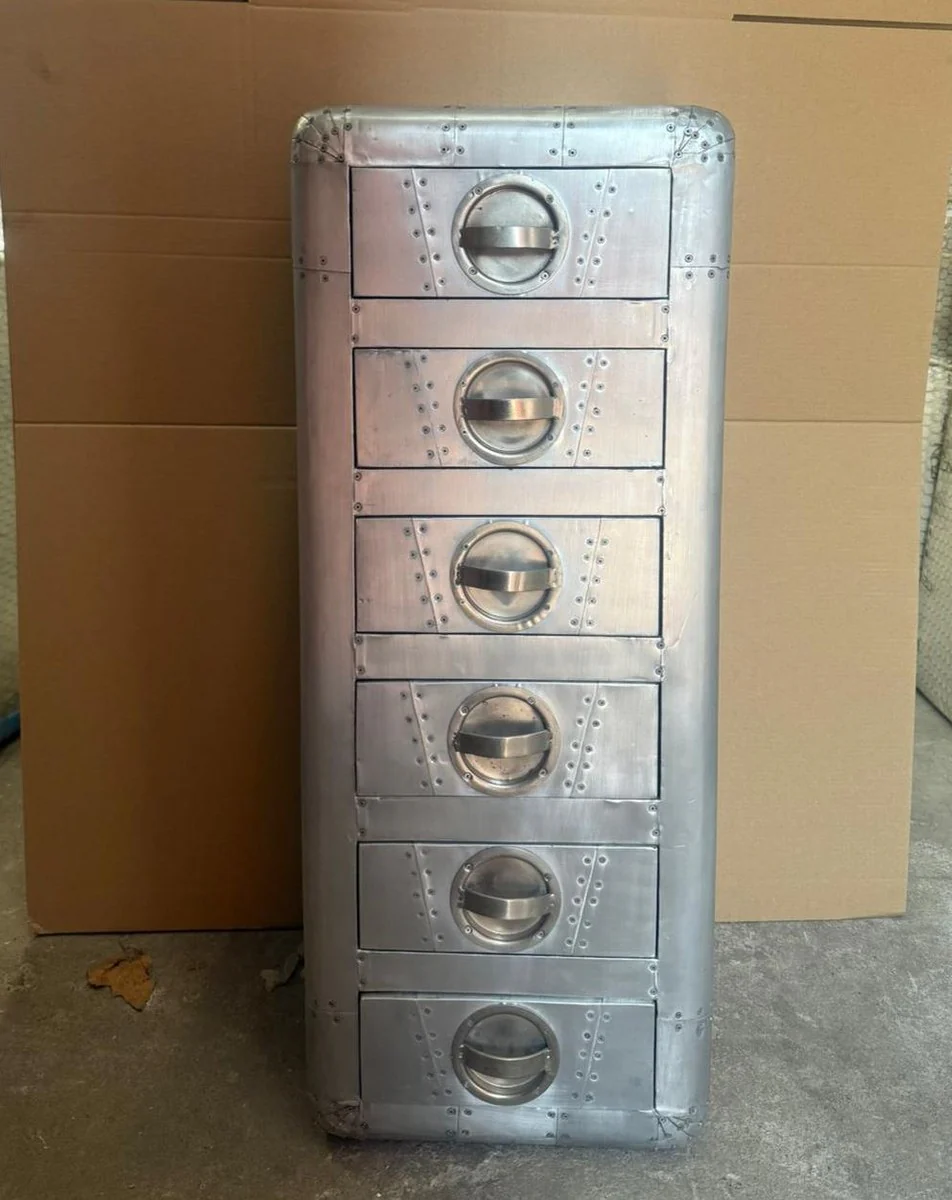 Aluminum chest of drawers with 6 drawers H. 100 cm - aluminum furniture