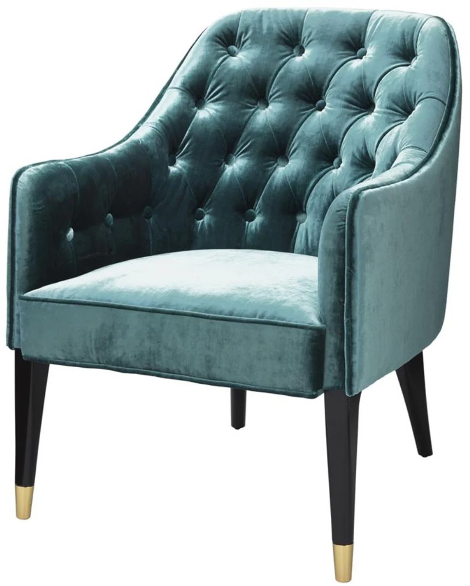 Luxury armchair Aegean green / black / gold 65 x 80 x H. 88 cm - Chesterfield Furniture