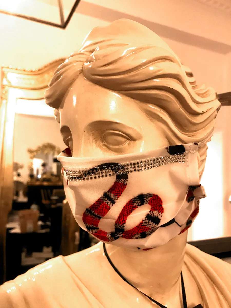 Bling Bling Snakes Weiß - CP Maske mit Glitzersteinen