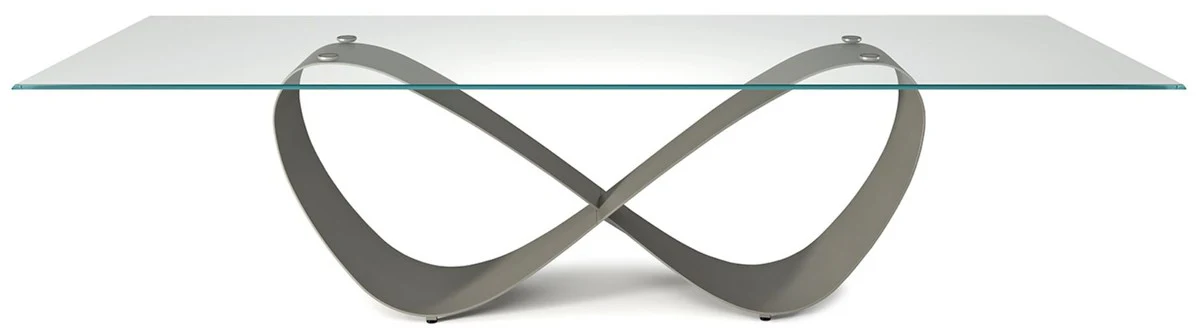 Designer dining table titanium gray - Various table sizes - Modern rectangular dining room table with beveled glass top - Dining room furniture - Luxury quality