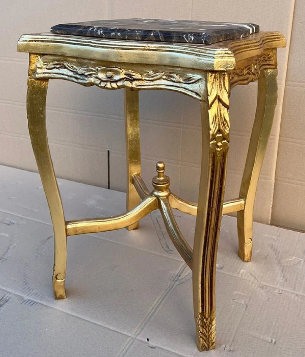 Baroque side table gold / black - antique style solid wood table with marble top - antique style furniture - baroque furniture