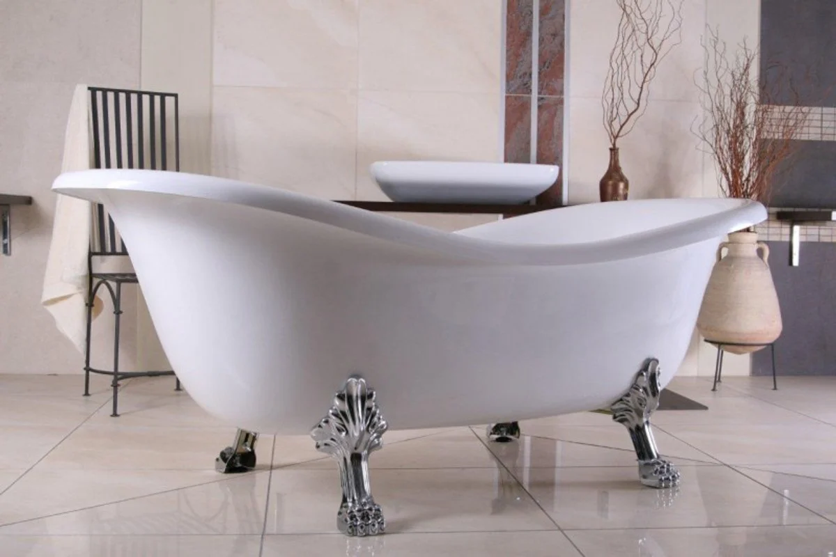 Freestanding luxury bathtub Art Nouveau Paris white/silver 1880mm - Baroque bathroom