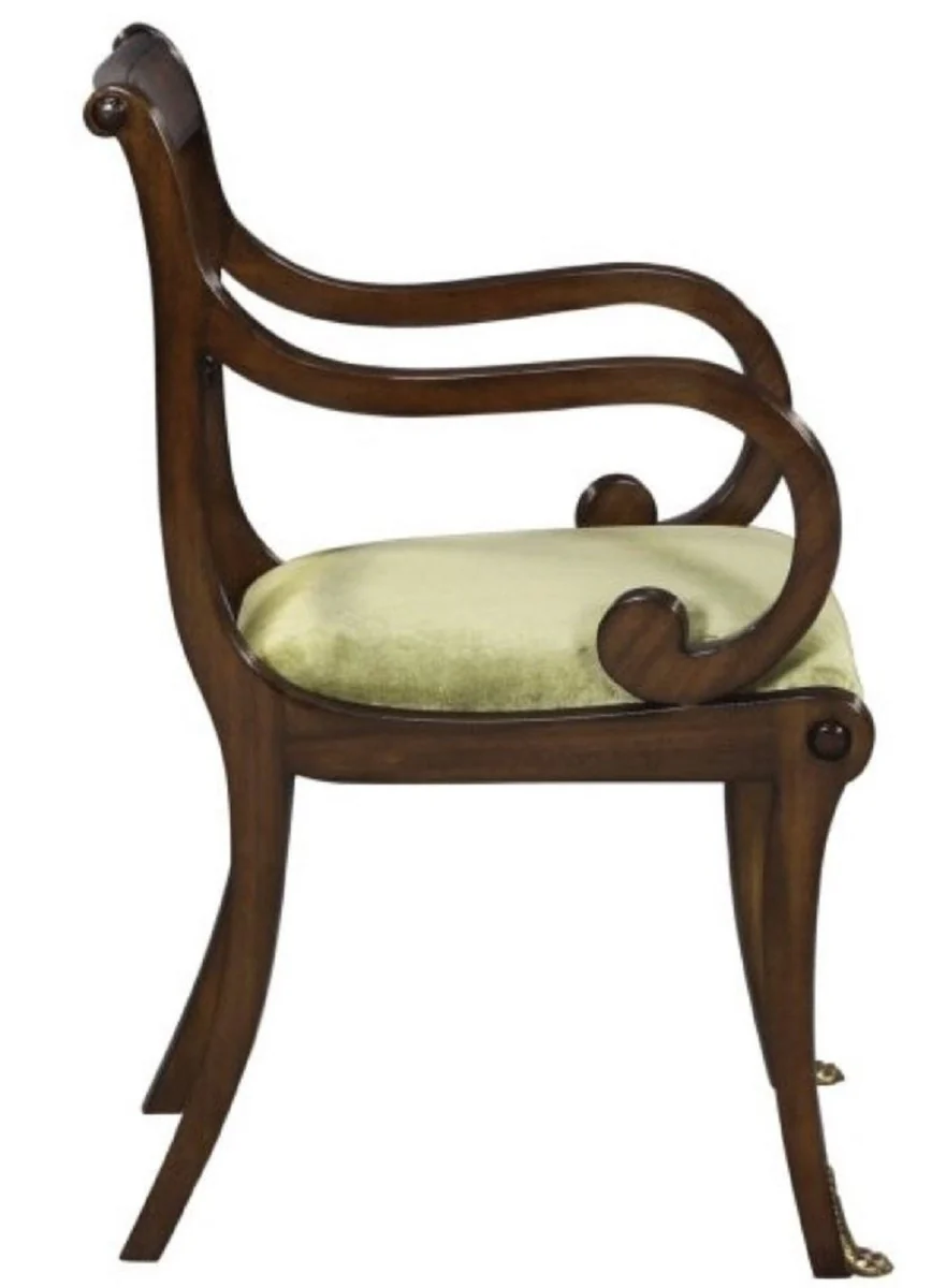 Luxury baroque dining chair with armrests brown / gold 59 x 57 x H. 88 cm - luxury quality