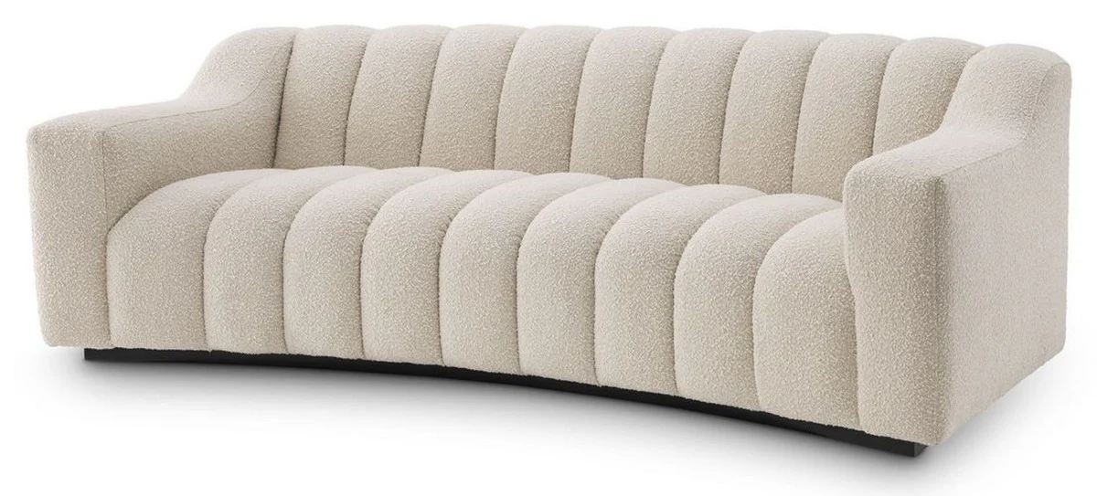 Luxury sofa cream / black 234 x 96 x H. 76.5 cm - slightly curved living room sofa - hotel sofa - luxury quality