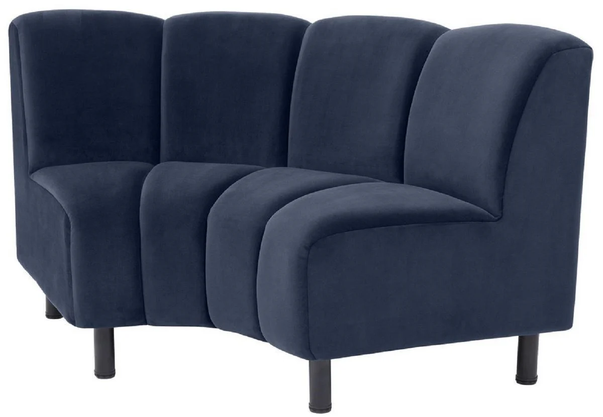 Luxury velvet couch midnight blue / black 114 x 75 x H. 87 cm - Curved & Expandable Living Room Sofa - Luxury Furniture