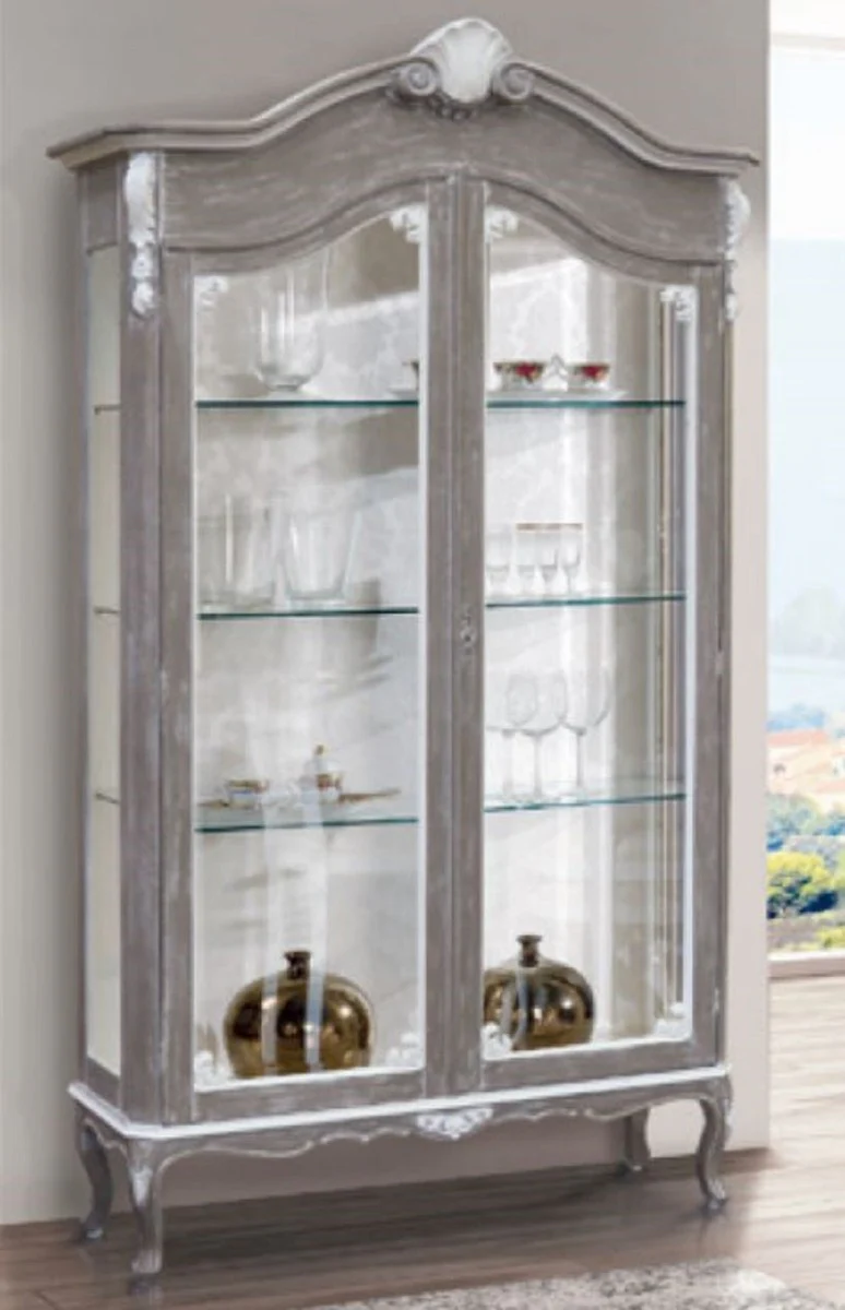 Luxury Baroque display cabinet gray / white - Magnificent Baroque display cabinet with 2 glass doors - Baroque furniture - Luxury quality - Made in Italy