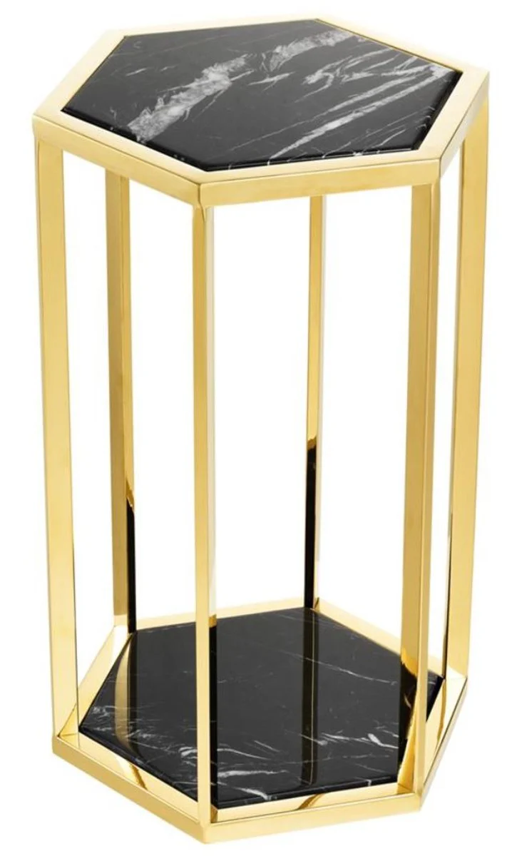 Luxury side table set of 2 in gold with black marble - luxury quality