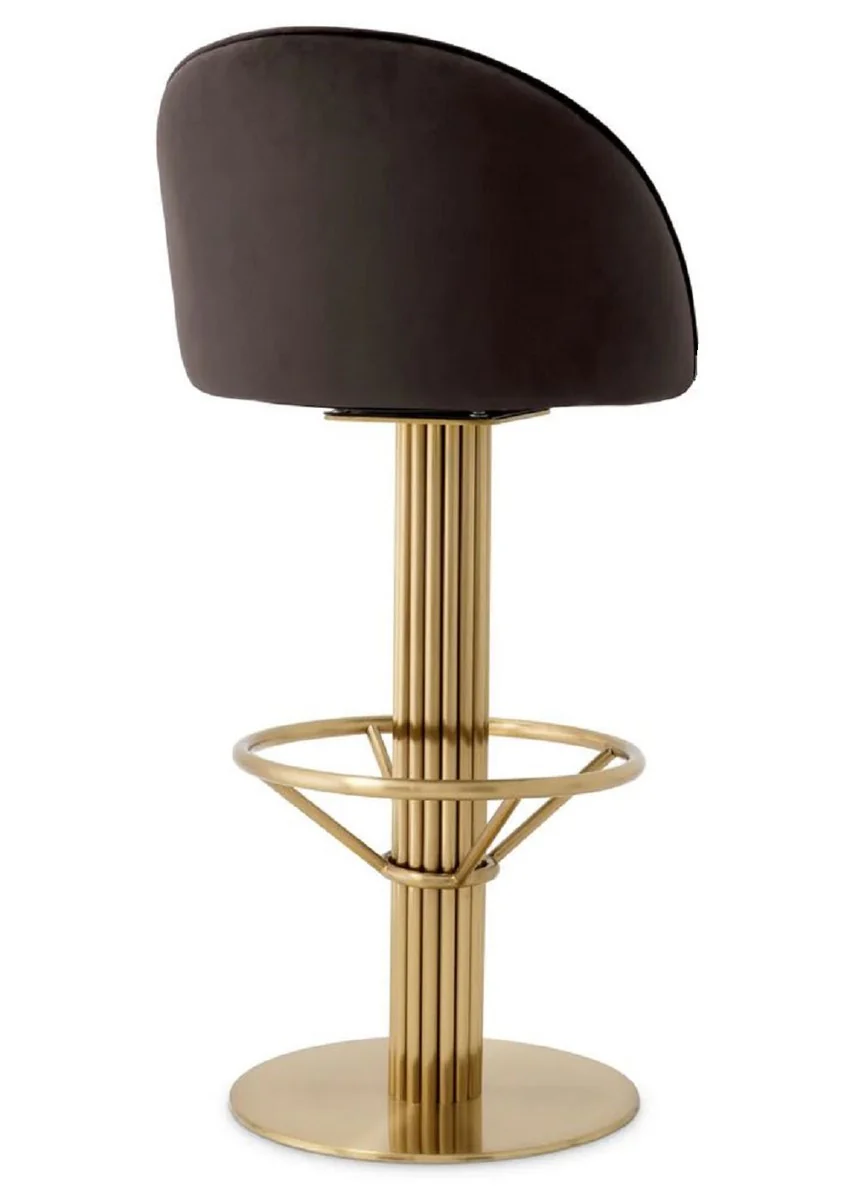 Luxury velvet bar chair dark gray / brass H. 103 cm - Hotel & Bar Furniture