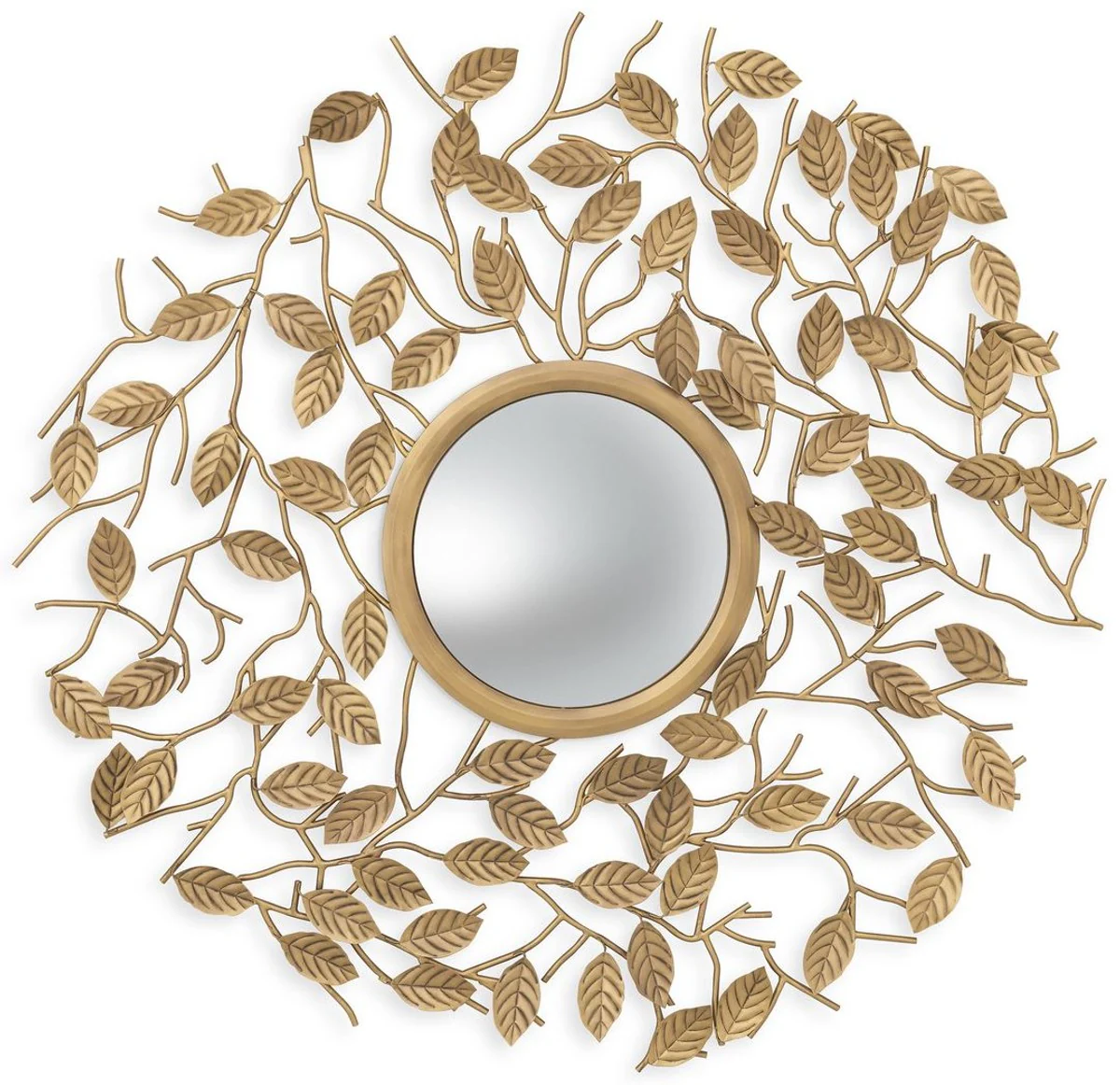Luxus Spiegel Vintage Messingfarben Ø 130 cm - Runder konvexer Wandspiegel - Luxus Möbel - Luxus Kollektion
