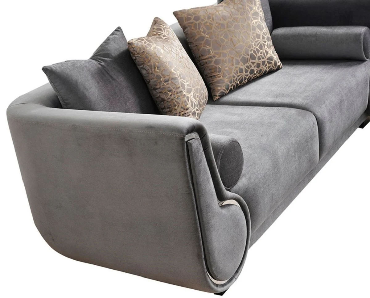 Luxury 3 Seater Sofa Gray / Silver / Black - Elegant Living Room Sofa - Luxury Living Room Furniture - Luxury Collection
