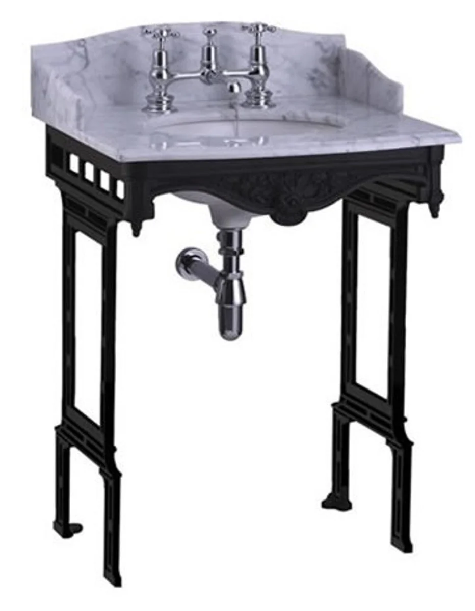 Luxury Art Nouveau standing washbasin white / black with marble top with splash guard at the back and sides - baroque washbasin baroque style antique style