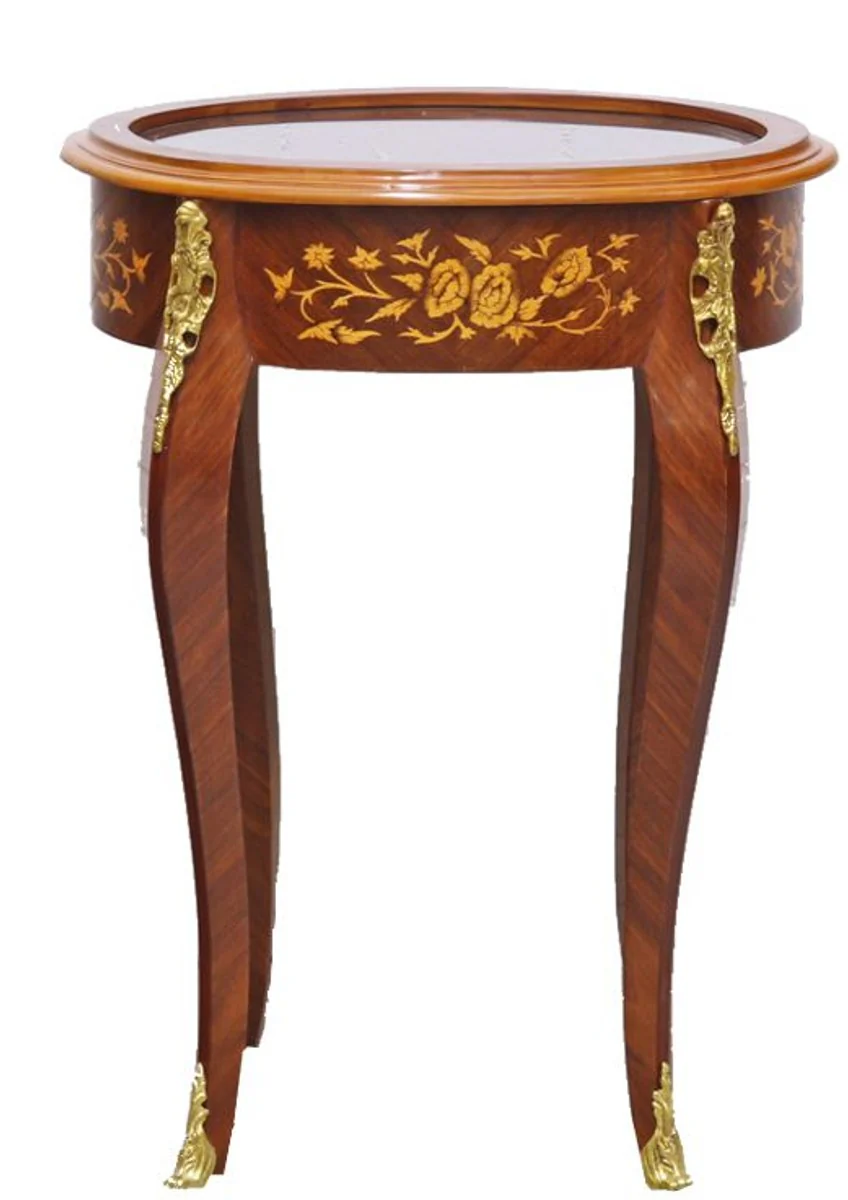 Baroque side table mahogany inlaid / gold H75 x 55 cm - Louis XVI antique style table - furniture