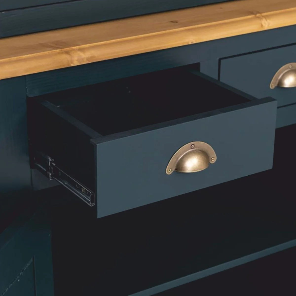 Country house style dining room cabinet dark blue / natural color 245 cm - dining room furniture