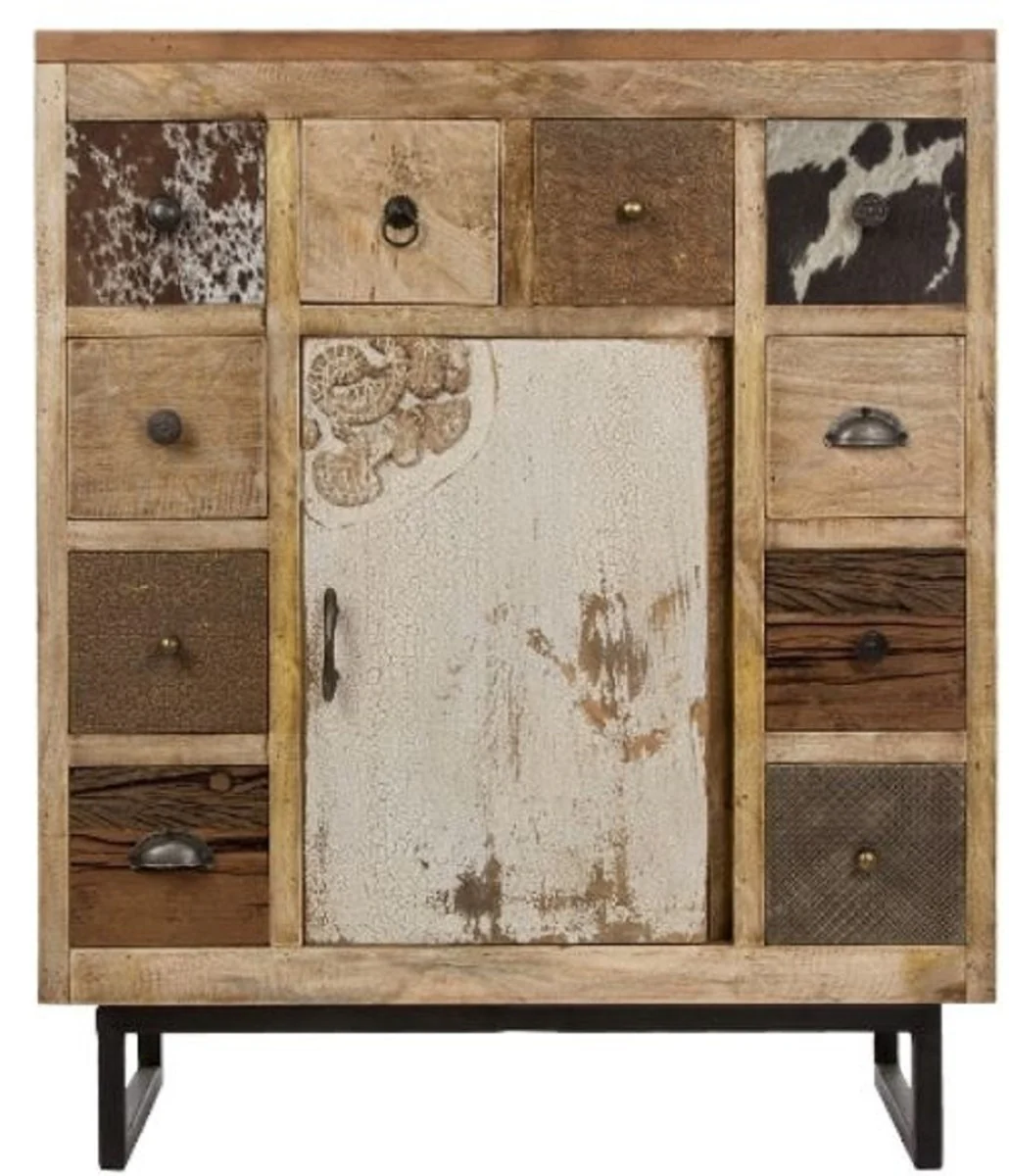 Country house style sideboard with door and 10 drawers natural color / multicolored 85 x 32 x H. 103 cm - country house style living room furniture