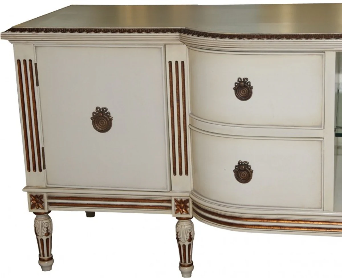 Baroque TV chest of drawers with 4 drawers and 2 doors antique cream/gold 190 cm - TV cabinet - sideboard - unique!