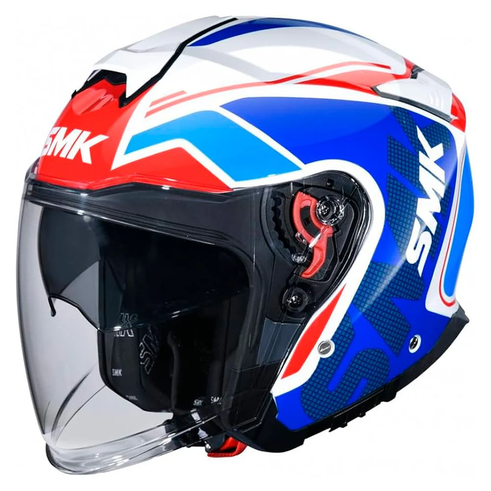 CASCO JET SMK GTJ TOURER - ROJO / AZUL / BLANCO