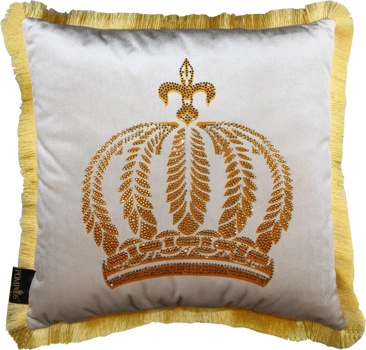 Harald Glööckler luxury decorative cushion Pompöös by cream / gold crown with rhinestones - Glööckler cushion