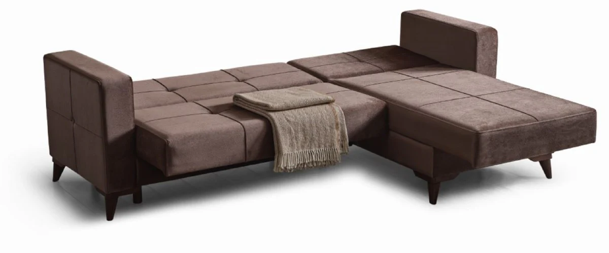 Luxury sofa bed dark brown 243 x 150 x H. 83 cm - Modern living room sofa with 2 cushions - Living room furniture