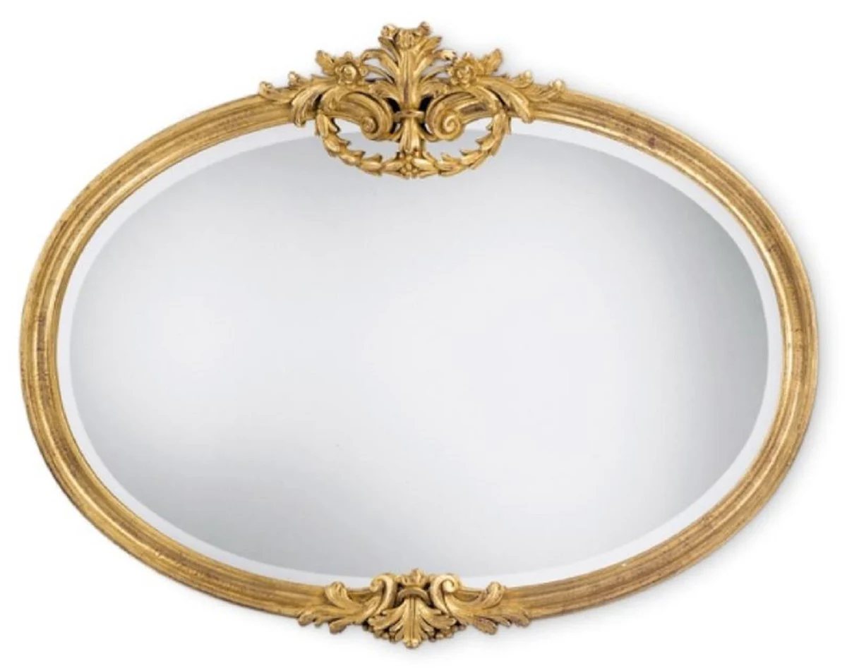Luxury Baroque Mirror Gold - Oval Italian Baroque Style Solid Wood Wall Mirror - Luxury Furniture in Baroque Style - Magnificent Baroque Furniture - Made in Italy - Luxury Baroque Interior