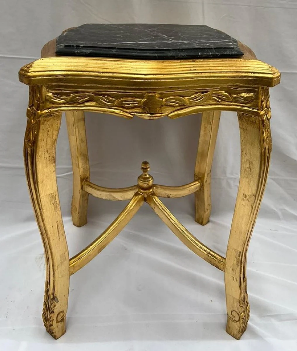 Baroque side table antique gold / black - handmade antique style solid wood table with marble top - antique style furniture - baroque furniture