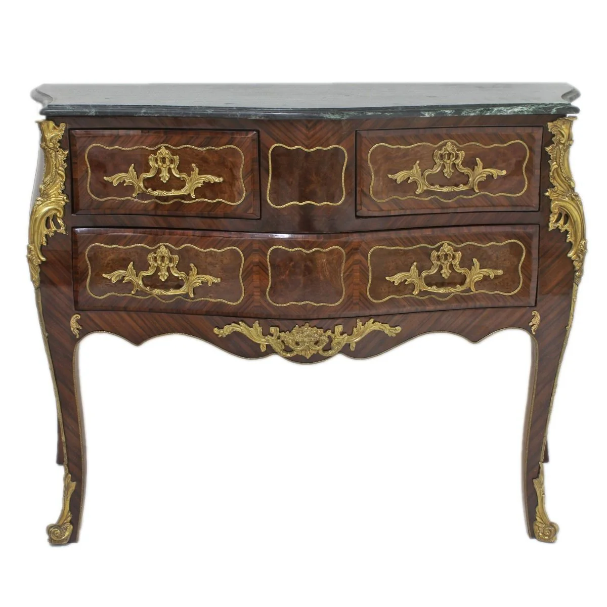 Baroque chest of drawers brown with green marble top 120 cm handmade - baroque furniture antique style