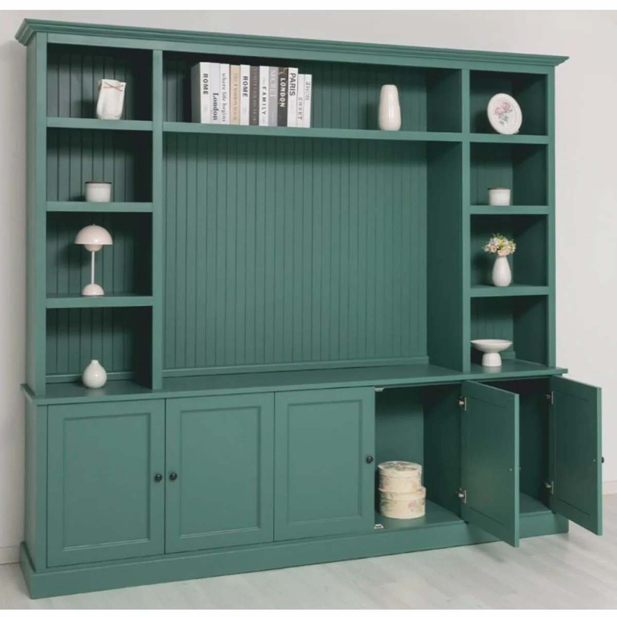Country house style bookcase green 254 cm - country house style furniture