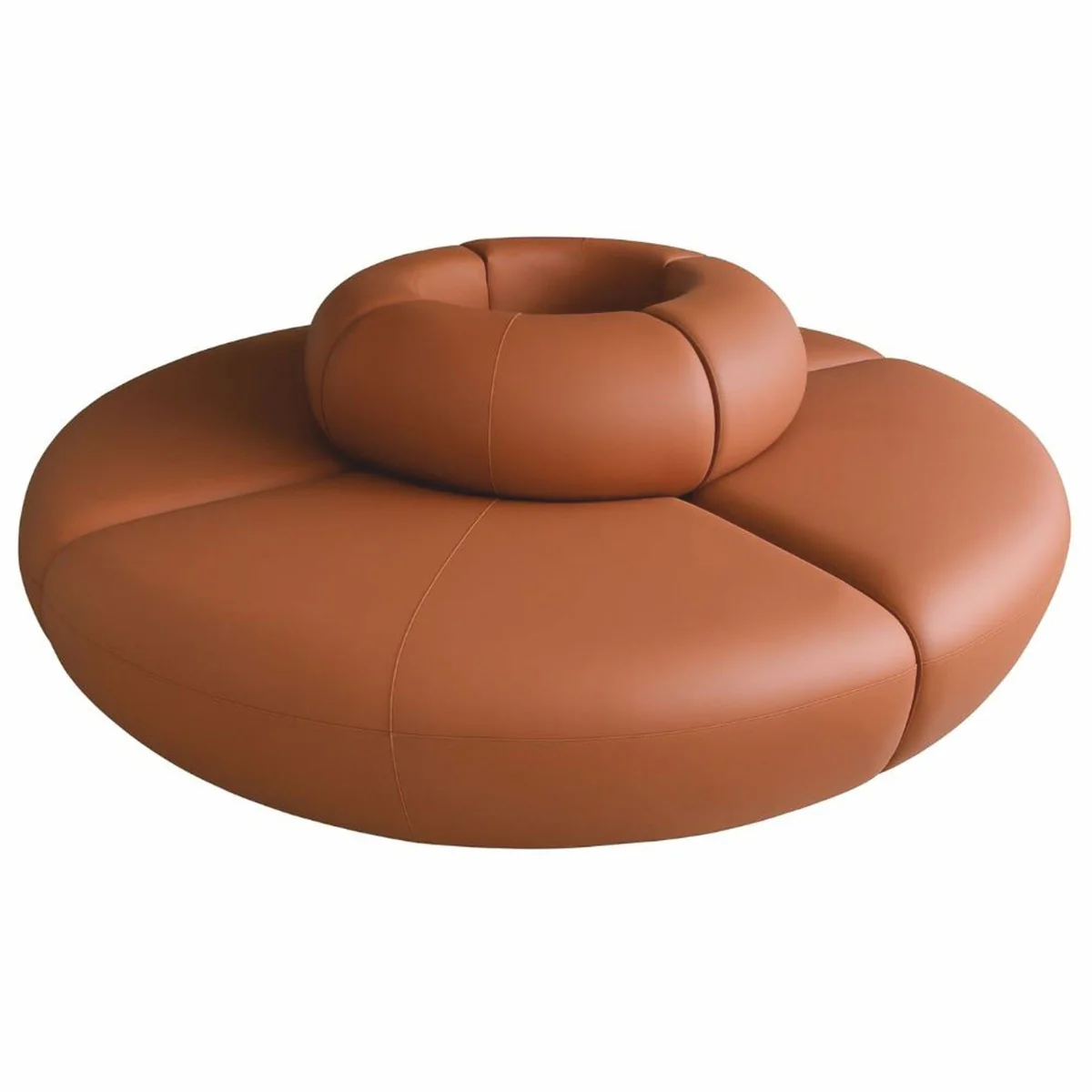 Luxus Sofa Braun Ø 240 x H. 72 cm - Rundes Modulares Kunstleder Sofa