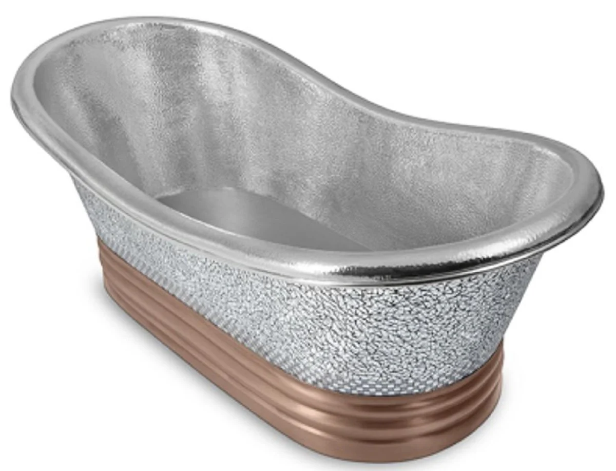 Luxury Art Nouveau copper bathtub silver / copper 172.7 x 78.7 x H. 63.5 cm - Freestanding retro bathtub - Rustic copper bathroom furniture