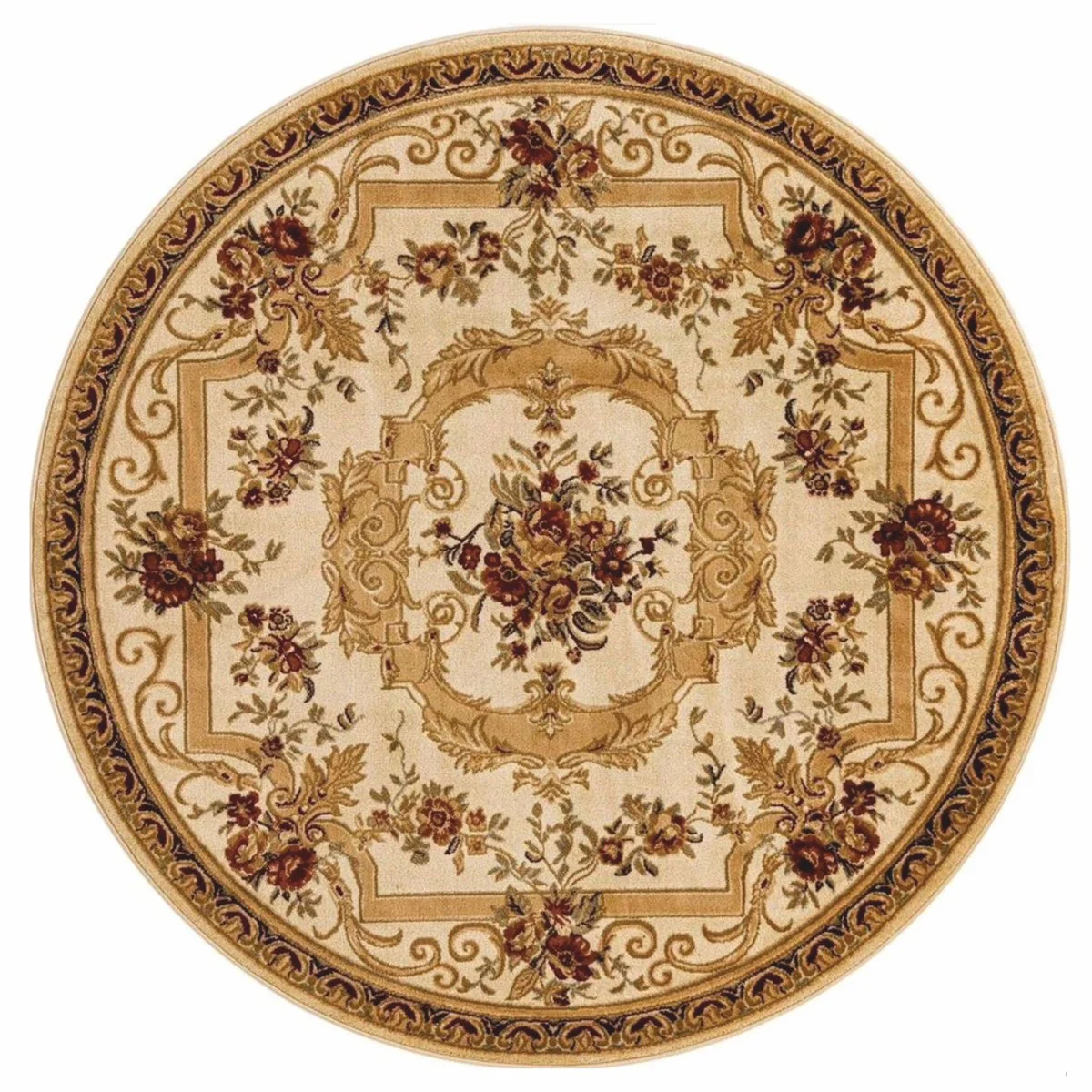 Luxury Baroque Living Room Rug Cream / Beige - Various Sizes