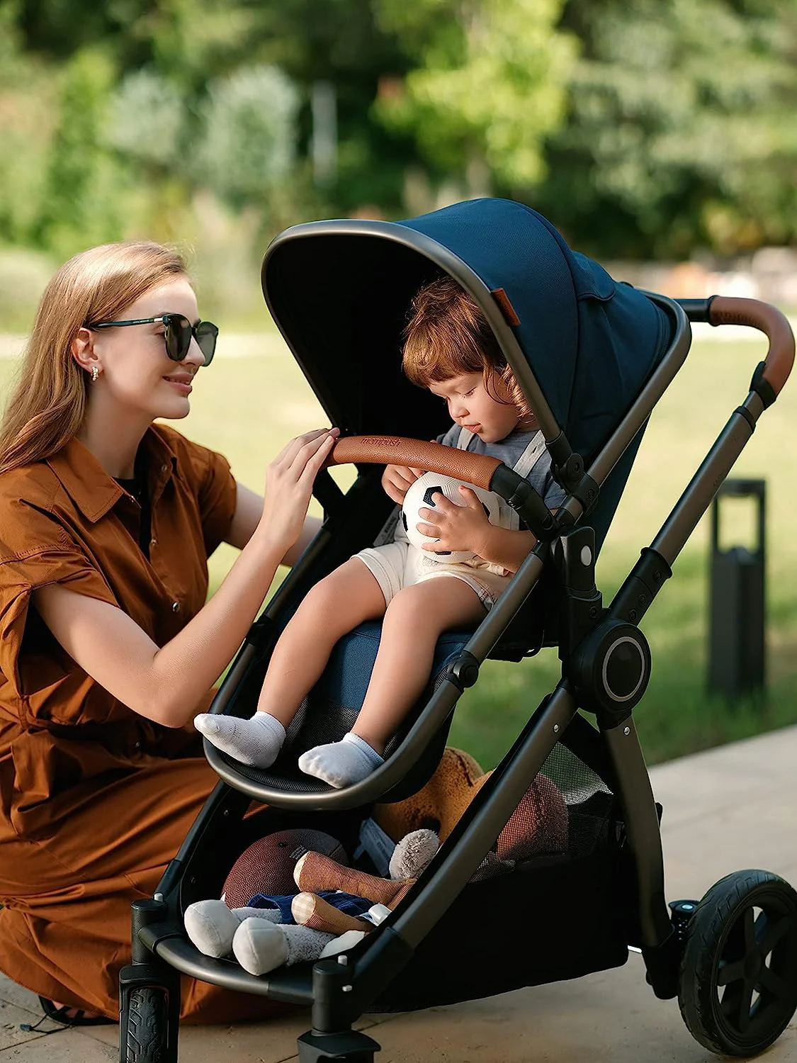 Kinderwagen mit abnehmbarem Stubenwagen – Kinderwagen in voller Größe für bequeme Ausflüge mit dem Baby – Kleinkind-Kinderwagen mit umkehrbarem Kinderwagensitz – Kinderwagen mit leichtgängigem Stubenwagen