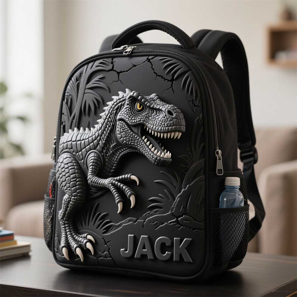 Personalized Dinosaur Themed School Bag for Kids-$38.00-Photo to 3d art