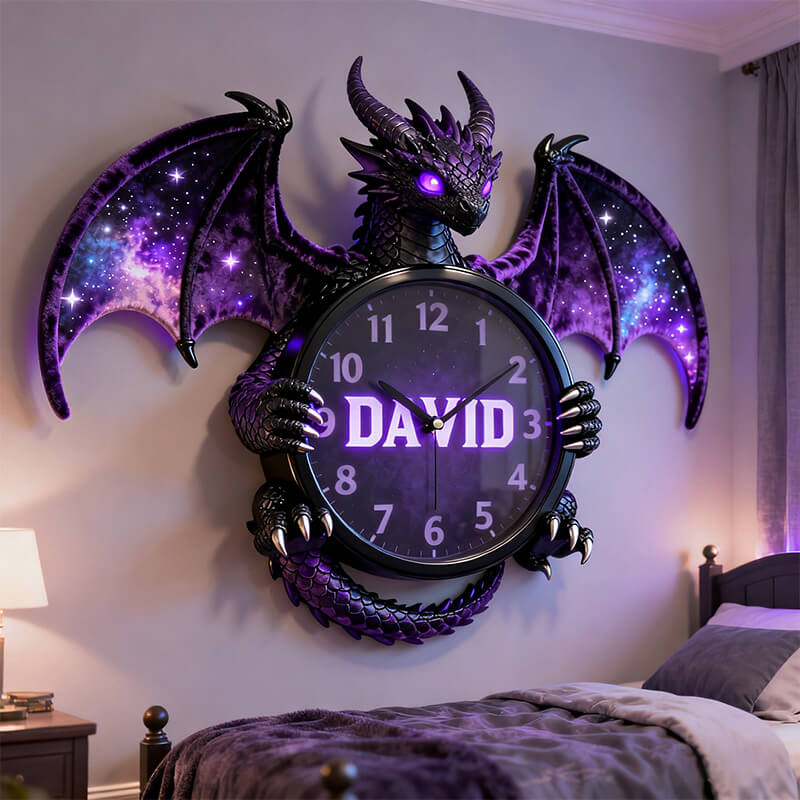 Personalized Dragon Themed Decorative Clock-$38.00-Photo to 3d art