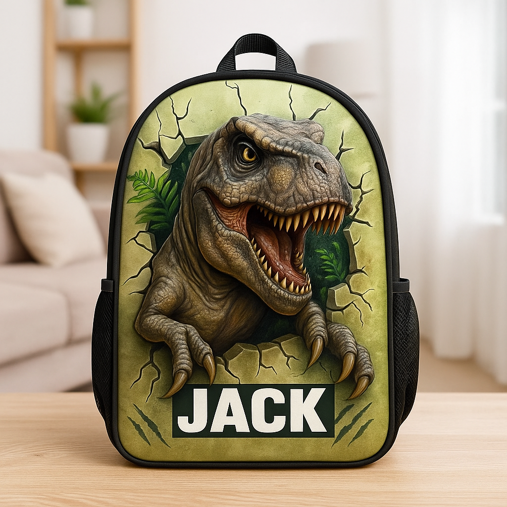 Personalized Children's Dinosaur Lover Themed Schoolbag-$38.00-Photo to 3d art