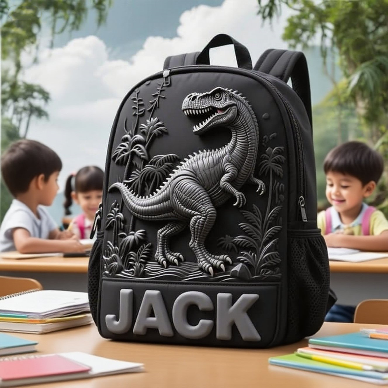 Personalized Children's Dinosaur Forest Theme Schoolbag-$38.00-Photo to 3d art