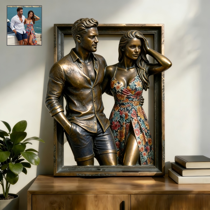 Custom Bronze Metallic Effect Couple Photo Frame-$35.00-Photo to 3d art