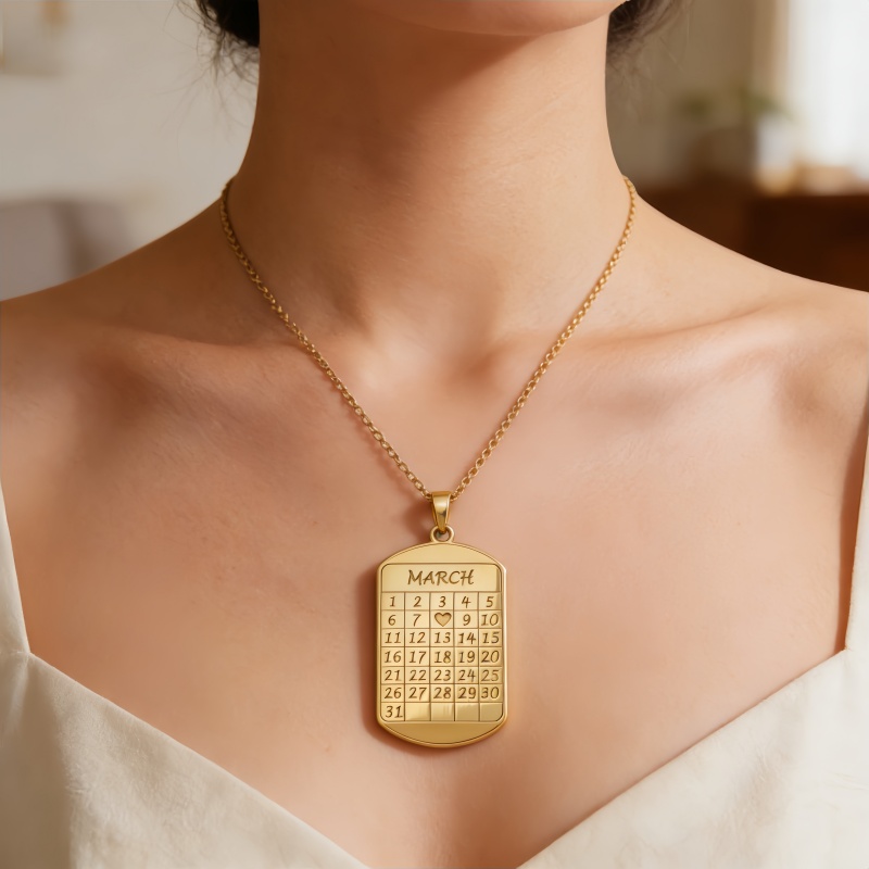 Personalized Couple Photo Calendar Necklace-$35.00-Photo to 3d art