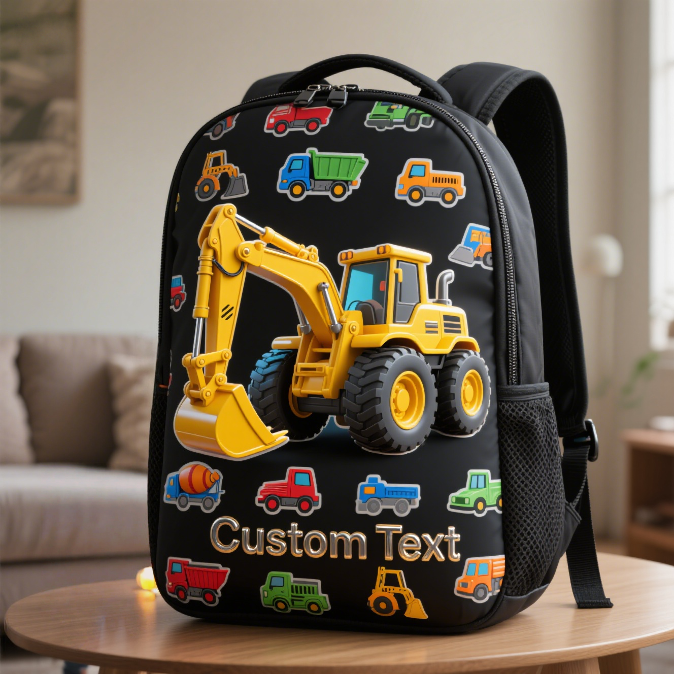 Personalized Excavator Theme Backpack-$38.00-Photo to 3d art