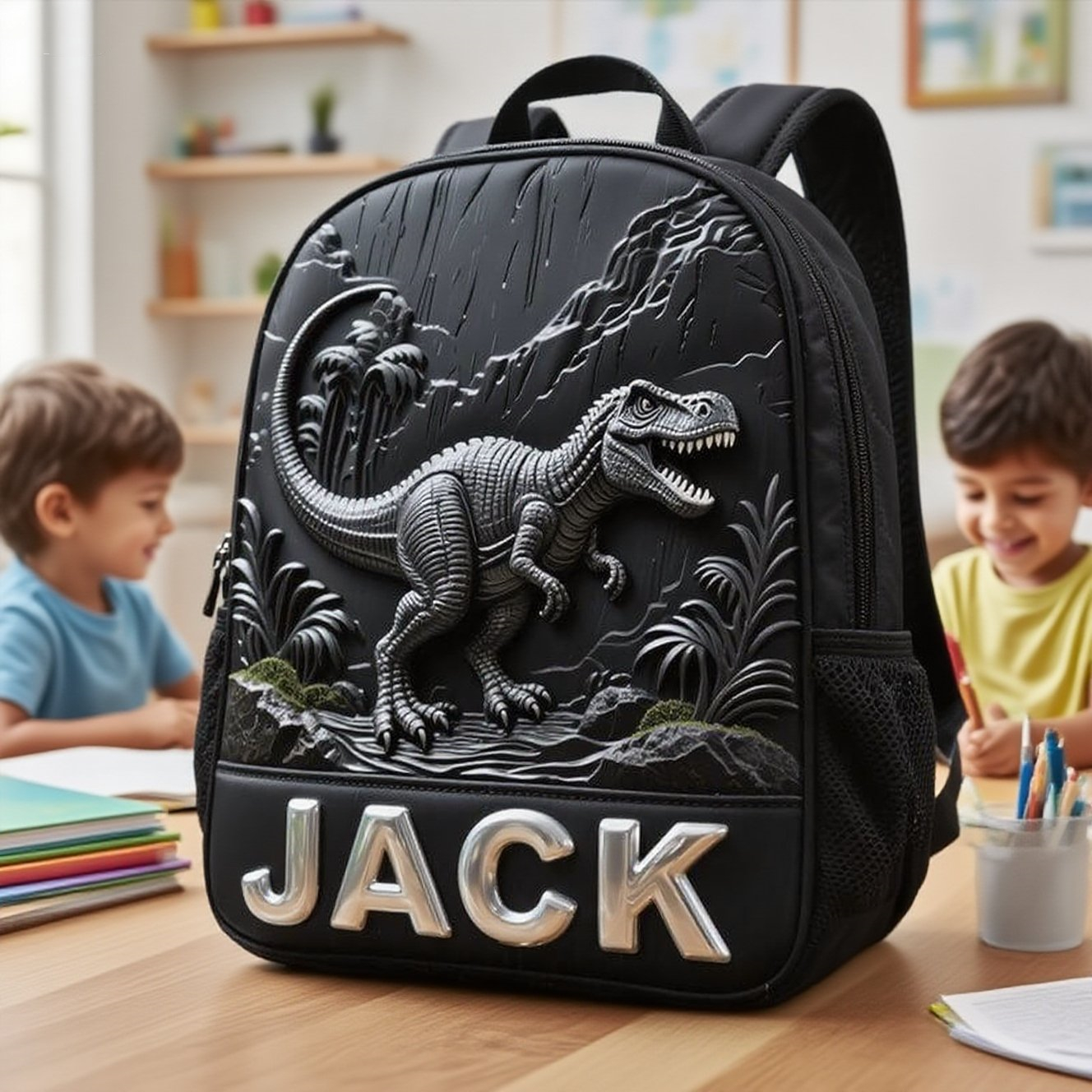 Personalized Children's Dinosaur Forest Theme Schoolbag-$38.00-Photo to 3d art