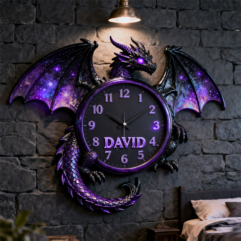 Personalized Dragon Themed Decorative Clock-$38.00-Photo to 3d art