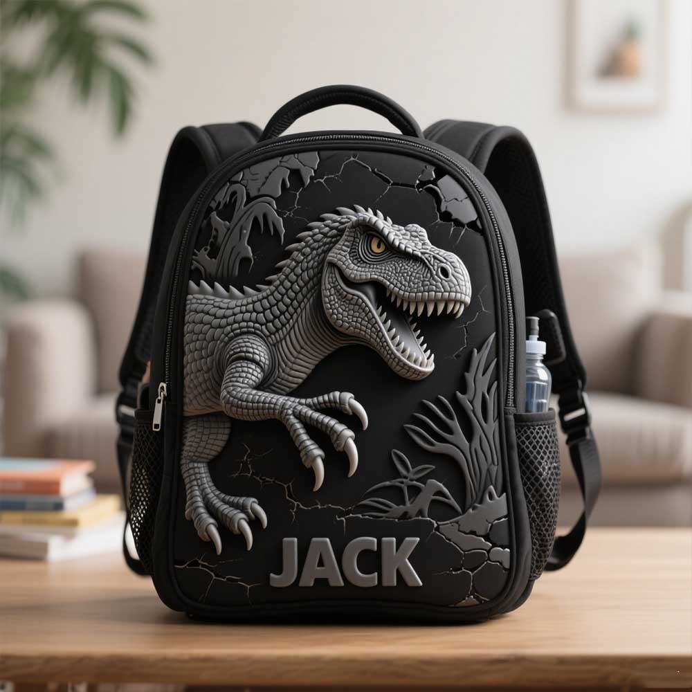 Personalized Dinosaur Themed School Bag for Kids-$38.00-Photo to 3d art