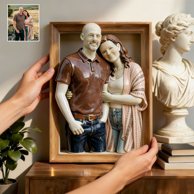 Custom Creative Couple Photo Frame Sculpture-$35.00-Photo to 3d art